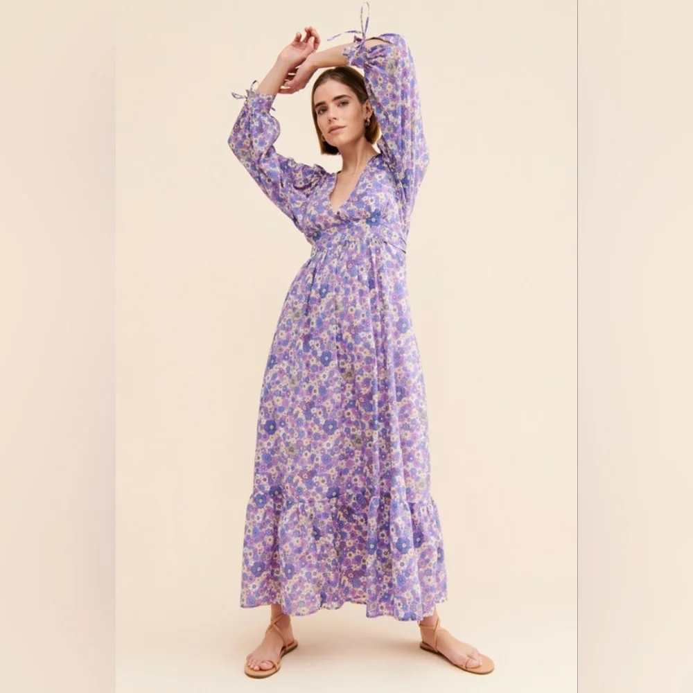 Anthropologie Antik Batik Paolina Floral Long Dress - Picture 1 of 3